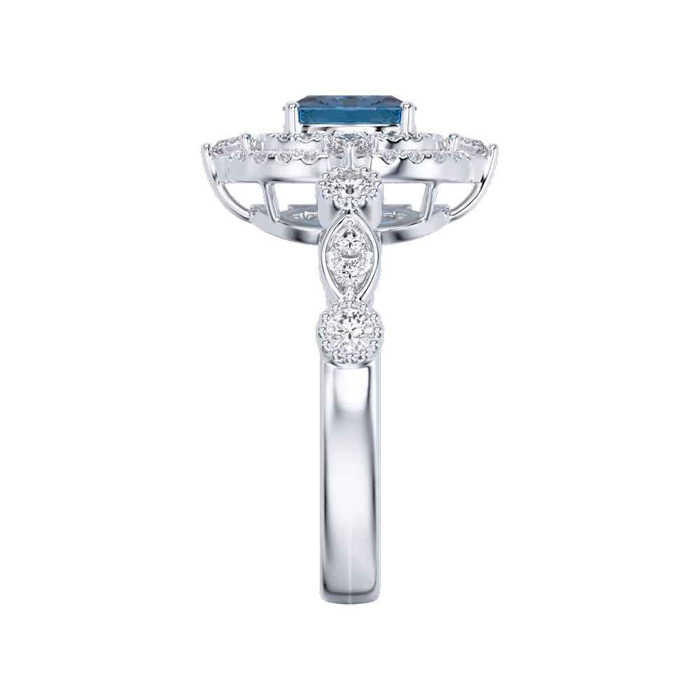 Ceylon LankaBezelLux 18K White Gold Sapphire Diamond Ring