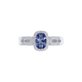 Ceylon LankaHalo 18K White Gold Sapphire Diamond Ring
