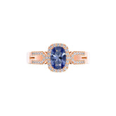 Ceylon LankaHaloOval 18K Rose Gold Sapphire Diamond Ring