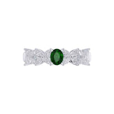 Ceylon GreenBlossom 18K White Gold Oval Emerald Diamond Ring
