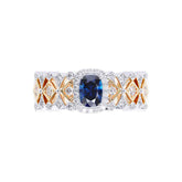 Ceylon LankaBezel 18K White Gold Sapphire Diamond Ring