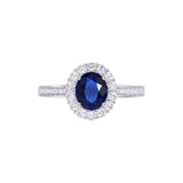 Ceylon Royal Halo 18K Rose Gold Sapphire Diamond Ring