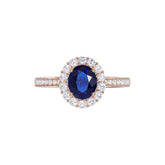 Ceylon Royal Halo 18K Yellow Gold Sapphire Diamond Ring