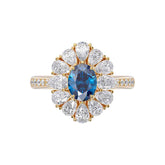 Ceylon Royal Sapphire Yellow Gold Diamond Floral Ring
