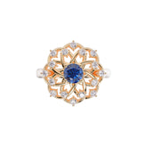 Ceylon Round Bezel 18K Yellow Gold Sapphire Diamond Ring