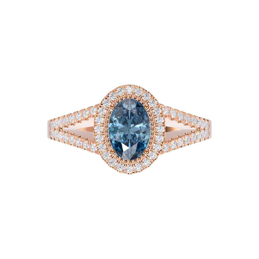 Ceylon Azur Cross-Band Blue Sapphire Rose Gold Ring