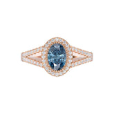 Ceylon Azur Cross-Band Blue Sapphire Rose Gold Ring
