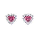 Ceylon Heart Cut Pink Garnet Halo Stud Earrings(副本)