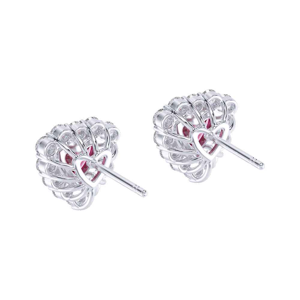 Ceylon Heart Cut Pink Garnet Halo Stud Earrings(副本)