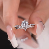 Ceylon Round Cut Lab Grown Diamond Sterling Silver Ring