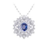 Ceylon Blue Sapphire Multi 18K White Gold Diamond Necklace(副本)