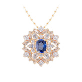 Ceylon Blue Sapphire Multi 18K Yellow Gold Diamond Necklace