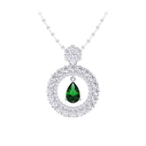 Ceylon Emerald Pear Shape 18K Yellow Gold Lab-Grown Diamond Necklace