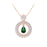 Ceylon Emerald Pear Shape 18K Yellow Gold Lab-Grown Diamond Necklace