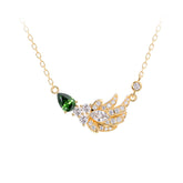 Ceylon Green Garnet Dainty 18K Yellow Gold Lab-Grown Diamond Necklace