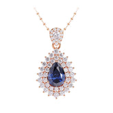 Ceylon Sapphire Pear 18K Rose Gold Lab-Grown Diamond Necklace(副本)