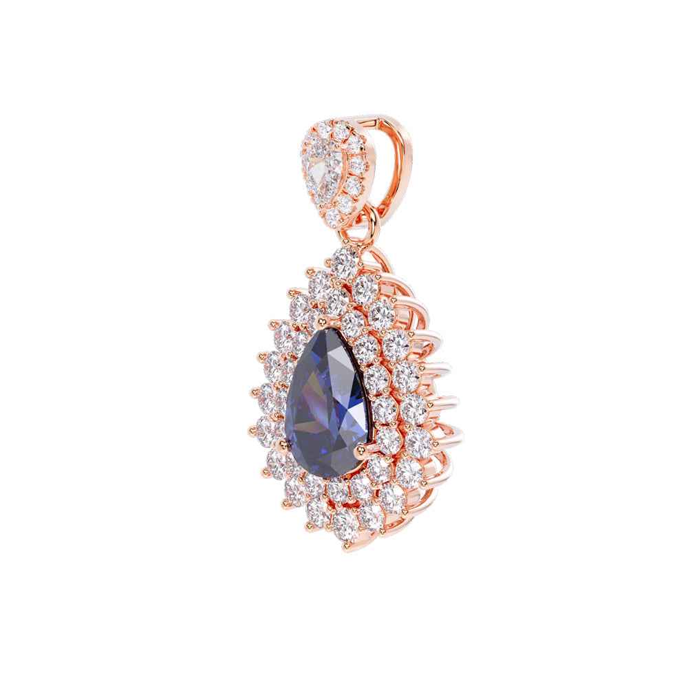 Ceylon Sapphire Pear 18K Rose Gold Lab-Grown Diamond Necklace(副本)