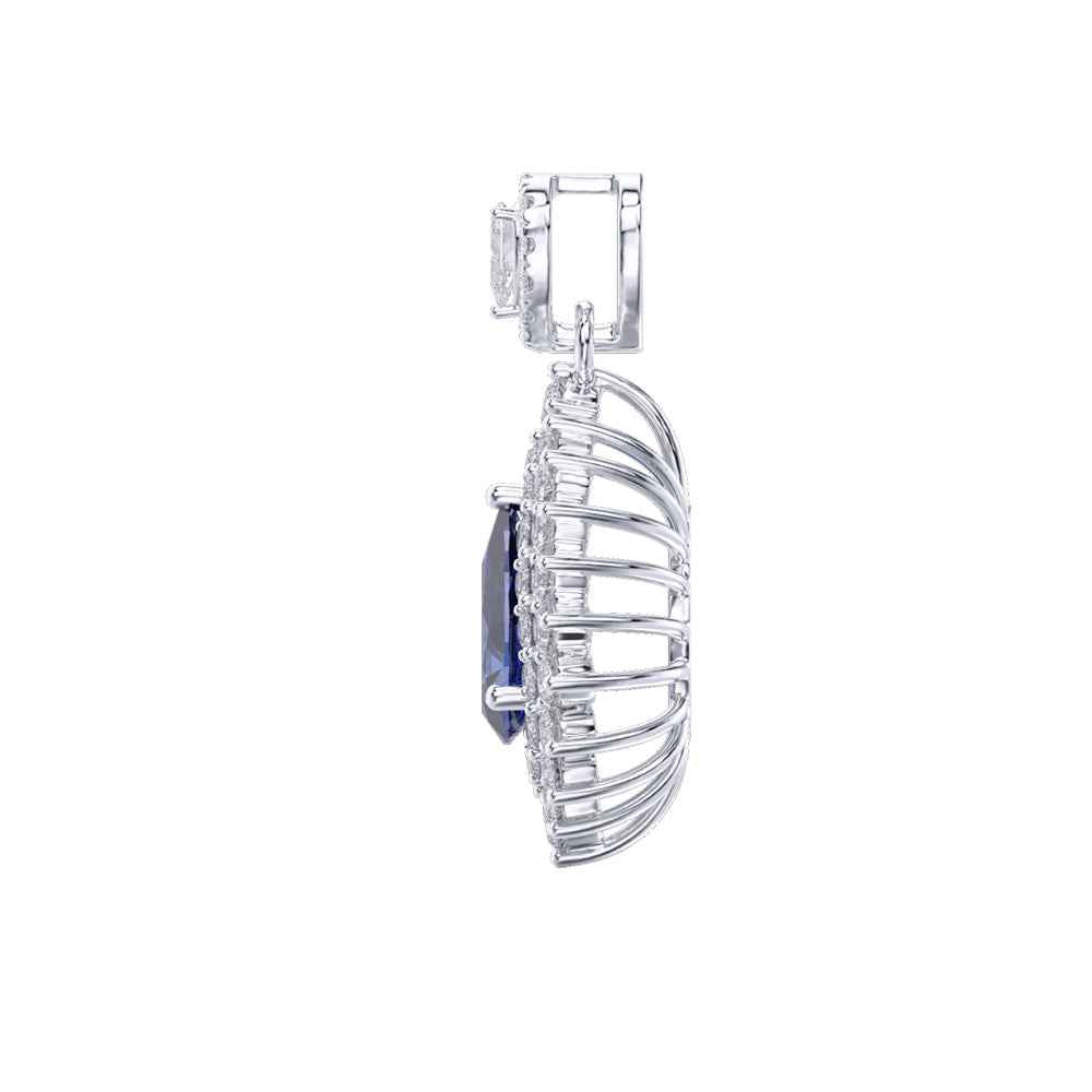 Ceylon Pear-Cut Blue Sapphire 18K Gold Lab-Grown Diamond Necklace