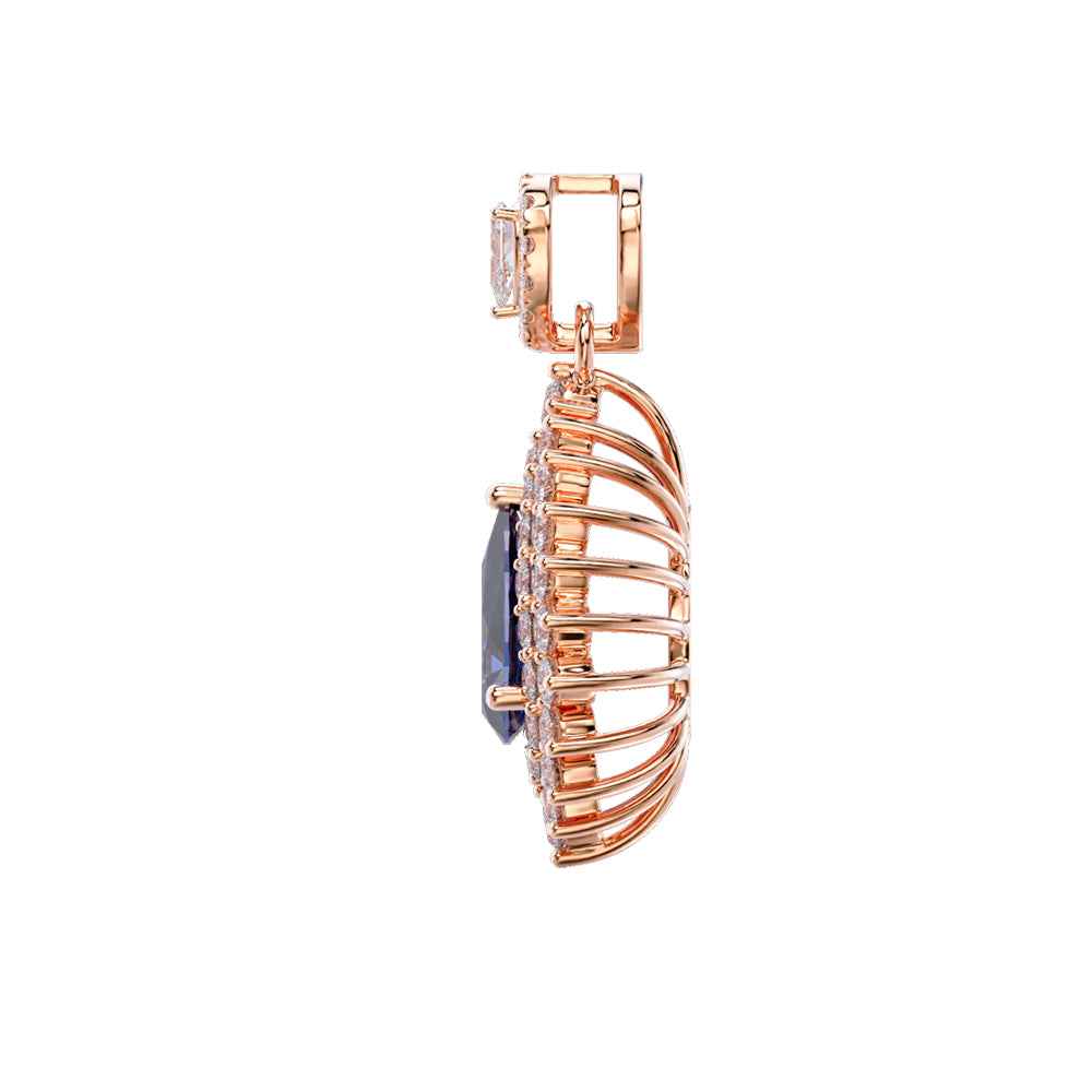 Ceylon Sapphire Pear 18K Rose Gold Lab-Grown Diamond Necklace(副本)