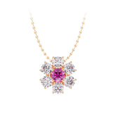 Ceylon PinkDual 18K Yellow Gold Tourmaline Diamond Necklace