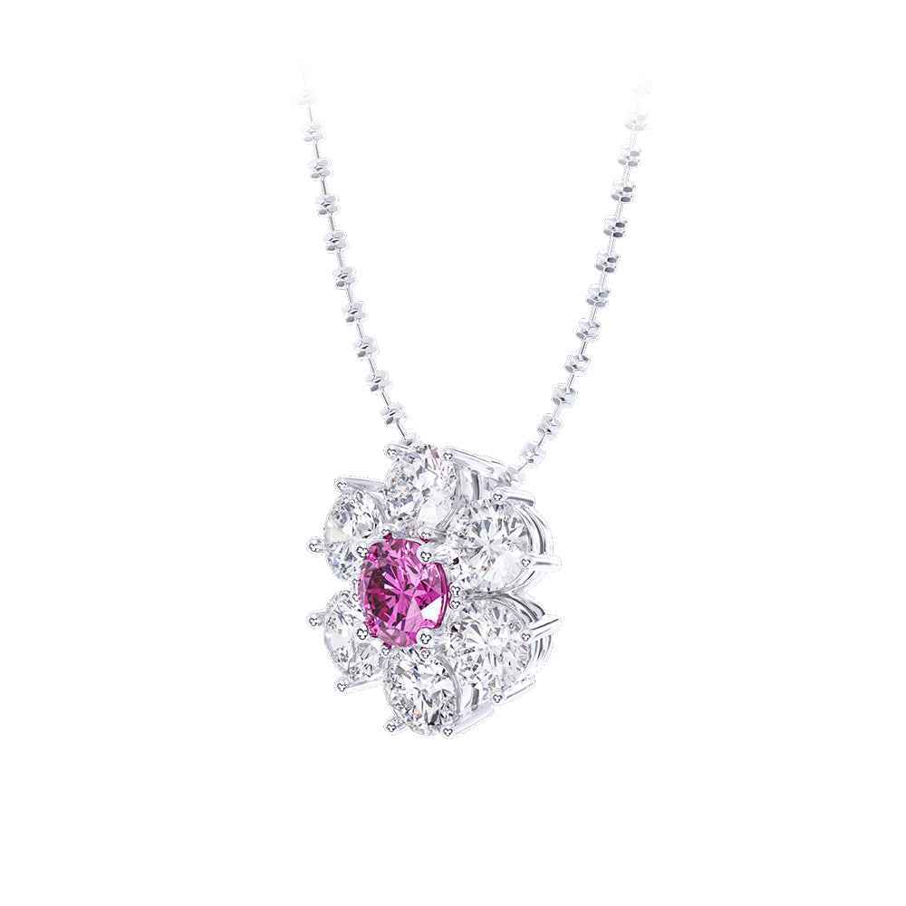 Ceylon PinkDual 18K White Gold Tourmaline Diamond Necklace(副本)