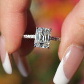 Ceylon Emerald Cut Moissanite 925 Sterling Silver Half Eternity 3ct Ring