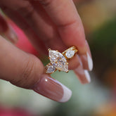 Ceylon Marquise Cut Moissanite Sterling Silver Bridal Set 4ct Ring