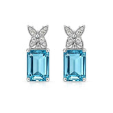 Ceylon Sky Aquamarine Butterfly Silver Diamond Earrings