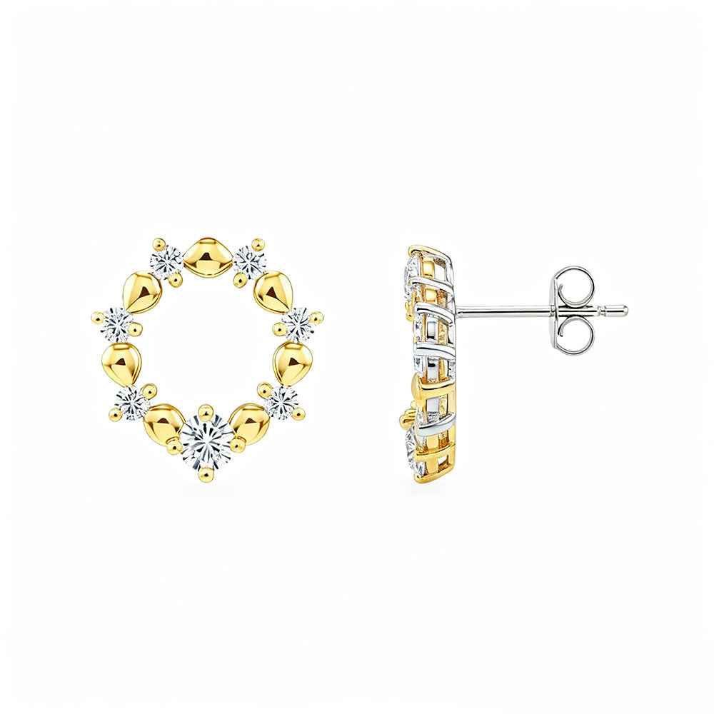 Ceylon Golden Charm Diamond Wreath Vintage Earrings