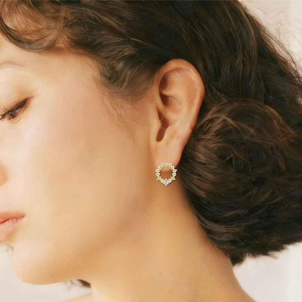 Ceylon Golden Charm Diamond Wreath Vintage Earrings