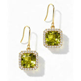 Ceylon Green Shadow Peridot Diamond Halo Earrings
