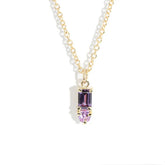 Ceylon Purple Hue 18K Gold Dual Sapphire Pillar Pendant