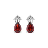 Ceylon Garnet Tri 18K White Gold Pear-Shaped Stud Earrings