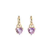 Ceylon Heart Lilac Amethyst 18K Gold Huggie Earrings