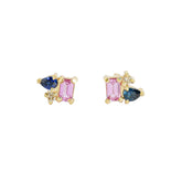 Ceylon Pastel Hue Sapphire 9K Gold Venus Stud Earrings