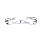 Ceylon Wave Sapphire Sterling Silver Cuff Bracelet