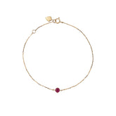 Ceylon Ruby Crimson 18K Gold Cable Chain Bracelet
