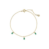 Ceylon Lux 18K Yellow Gold Natural Emerald Chain Bracelets