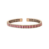 Ceylon Ruby Baguette Dual Tone 18K Gold Bangle Bracelet