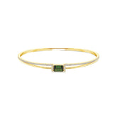 Ceylon Green Tourmaline Diamond 18K Yellow Gold Bangle Bracelet