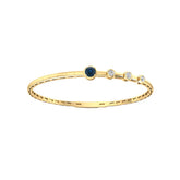 Ceylon Blue Sapphire Diamond Flex 18K Yellow Gold Bangle Bracelet