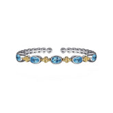 Ceylon Blue Topaz Dual Glow 18K Gold Bangle Bracelet