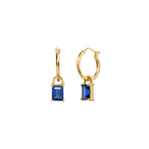 Ceylon Sapphire Lock Huggie 18K Gold Earrings