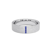 Ceylon Baguette Loyal 18K White Gold Sapphire Wedding Band