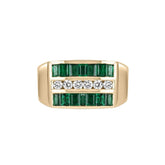 Ceylon Emerald Gent Diamond 18K Yellow Gold Men's Ring