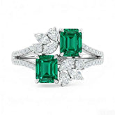 Ceylon Rainforest Dual Emerald Diamond Floral Ring