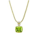 Ceylon Green Shadow Natural Peridot Vintage Gold Diamond Necklace
