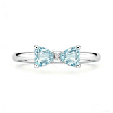 Ceylon Sky Natural Aquamarine Bow Diamond Ring