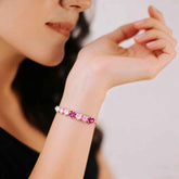 Ceylon Sweetheart Pink Ruby Heart Rose Gold Bracelet