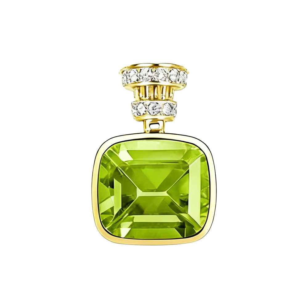 Ceylon Green Shadow Natural Peridot Vintage Gold Diamond Necklace